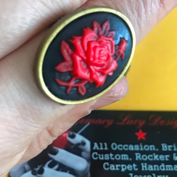 ❤️🩷Rose cabochon Victorian cuff and ring🩷❤️🩷❤️🩷❤️🩷❤️🩷❤️🩷❤️🩷❤️🩷❤️🩷❤️🩷 - Picture 3 of 10